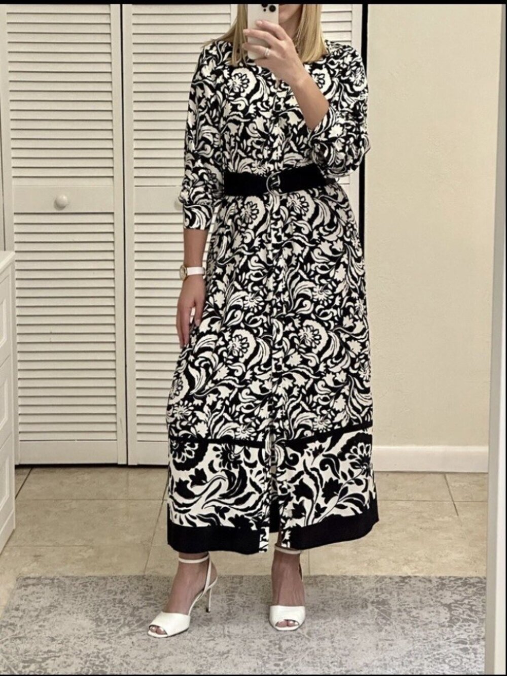 ZARA WOMENS LONG SLEEVES PRINTED SHIRT DRESS BLACK AND WHITE Sz: XS/S, S/M
